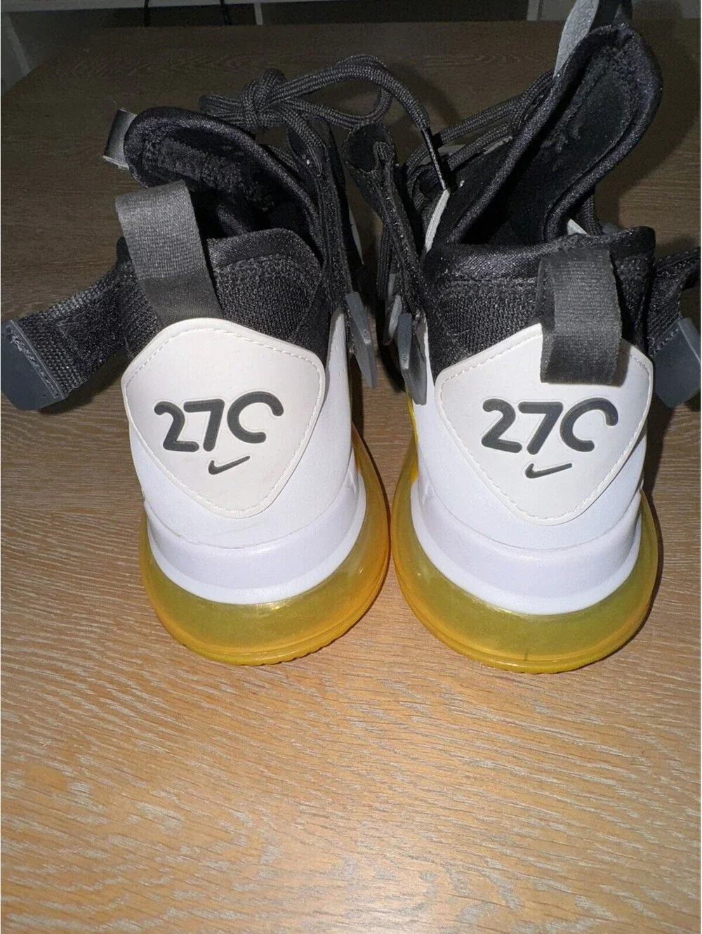 Nike Air Edge 270 White Black Yellow AQ8764 001 Men's Basketball Shoes Size 10.5